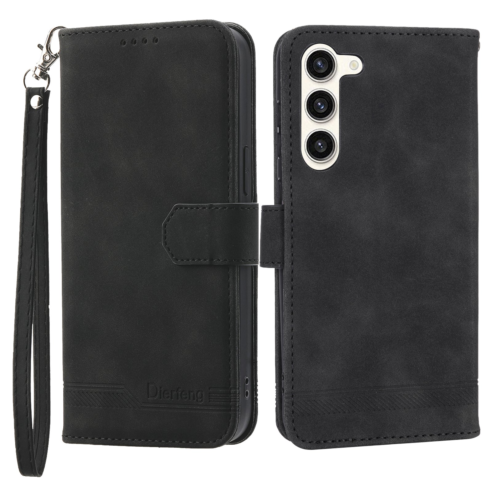 DIERFENG DF-03 Wallet Phone Cover for Samsung Galaxy S23 Lines Imprinted PU Leather Stand Protective Case DIERFENG DF-03 Wallet Phone Cover for Samsung Galaxy S23 Lines Imprinted PU Leather Stand Protective Case